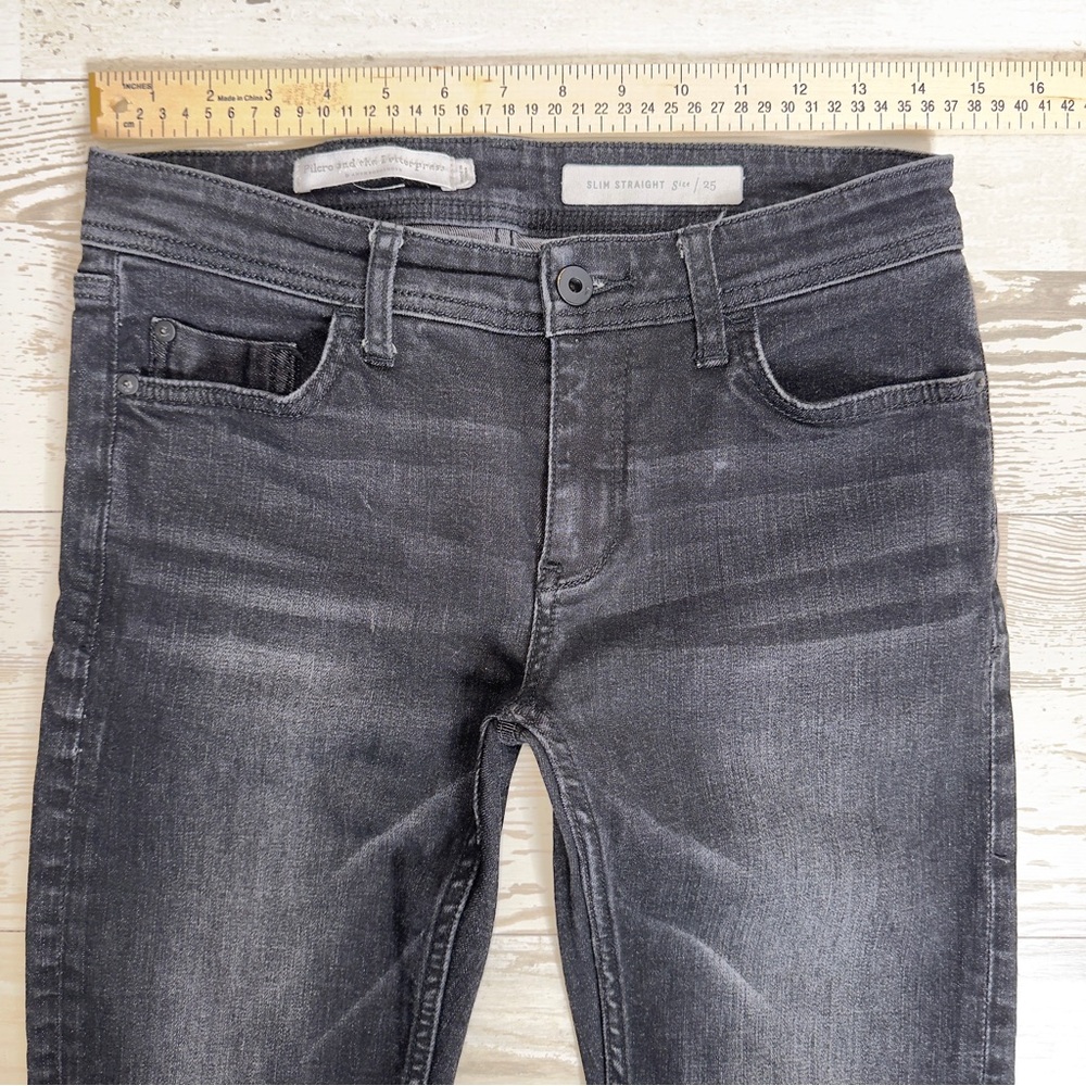 Pilcro & The Letterpress Slim Straight Jeans Black Gray Wash Women’s Size 25 - Picture 2 of 12